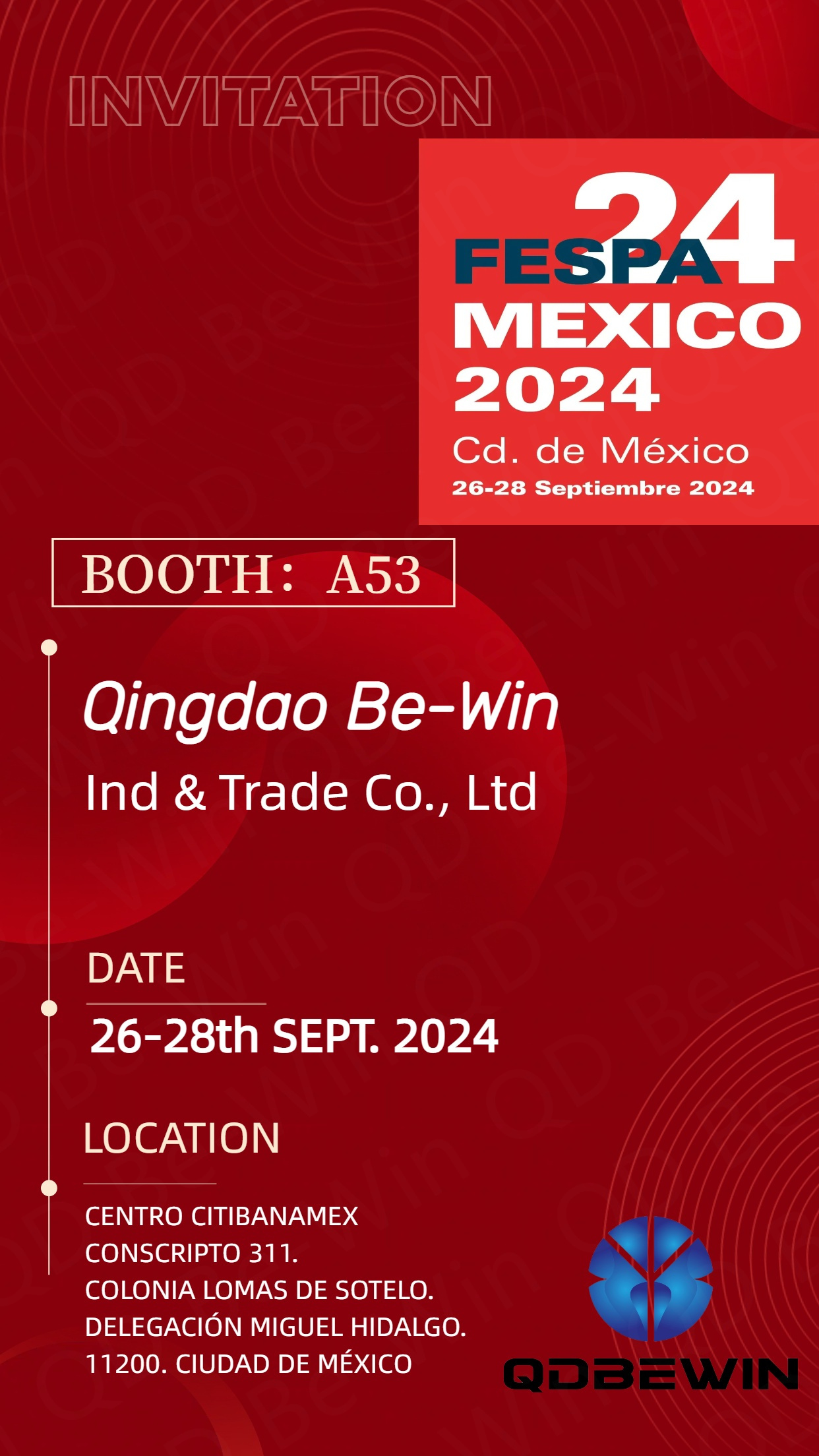 Qingdao Be-Win Ind & Trade Co., Ltd เตรียมจัดแสดงแผ่นอะคริลิก บอร์ดโฟมพีวีซี และแผงอลูมิเนียมคอมโพสิตที่งาน FESPA 2024 เม็กซิโก